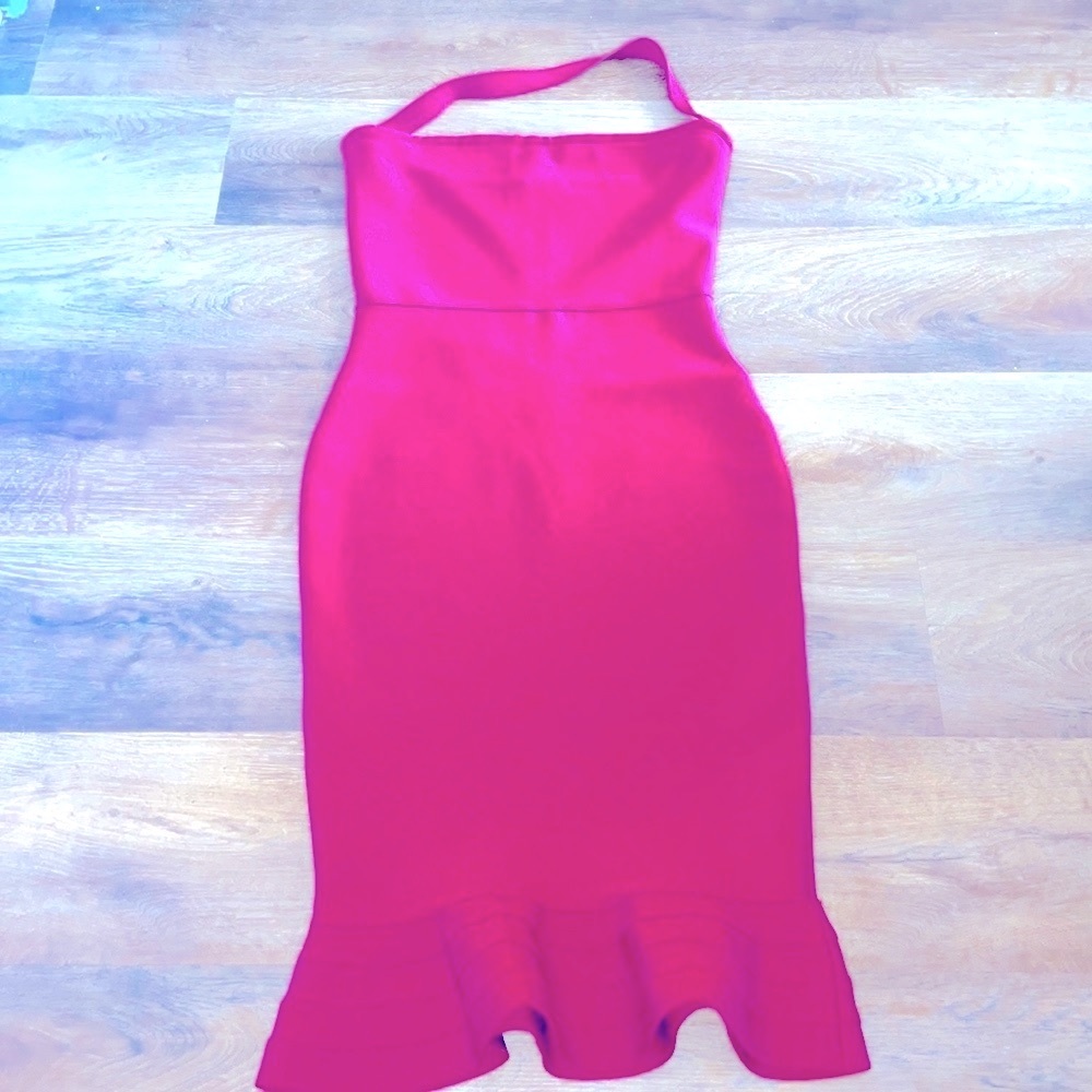 Hot Pink Barbie Core bandage body-con cocktail party dress